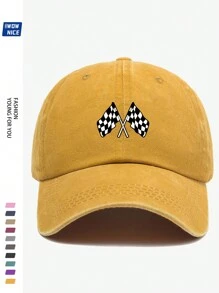 Classic Racing Checkered Flag Printed Baseball Cap - Black And White Checkered Flag Baseball Hat For Men And Women, Off-Road Car/Motorcycle Sports Cap, Ideal Gift For Friends And Family, Suitable For Casual, Entertainment, Holiday, Car/Motorcycle Racing Events Halloween