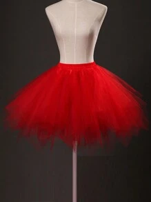 1件女士彩色糖果色短款多层水钻网纱薄纱裙，适合舞台表演、派对、拍照、洛丽塔风格情人节配饰