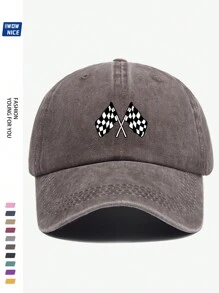 Classic Racing Checkered Flag Printed Baseball Cap - Black And White Checkered Flag Baseball Hat For Men And Women, Off-Road Car/Motorcycle Sports Cap, Ideal Gift For Friends And Family, Suitable For Casual, Entertainment, Holiday, Car/Motorcycle Racing Events Halloween