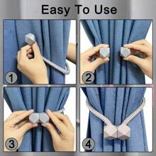 2 Packs Curtain Holdbacks Magnetic Drapery Tiebacks Wall Drape Ties Backs Decorative Accessories Home Blackout Sheer Supplies Grey - Multicolor - View 5