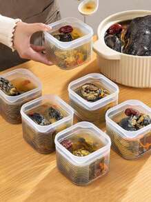 7 piezas Envases de almacenamiento de alimentos congelados con 6 compartimentos, herméticos, para preparación de comidas, conservación de sopa, carne, granos en refrigerador/congelador, apilables, organizador de cocina, regalo de Navidad