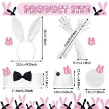 Women's Bunny Costume Set Rabbit Ear Headband Collar Bow Tie Costume Cuffs Rabbit Tail For Easter Party - Multicolor - View 3