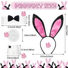 Women's Bunny Costume Set Rabbit Ear Headband Collar Bow Tie Costume Cuffs Rabbit Tail For Easter Party - Multicolor - View 2
