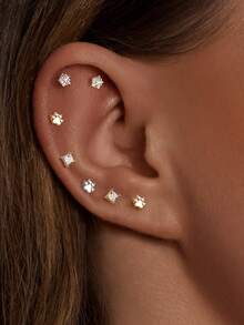 1 CÁI S925 Sterling Silver Cat Dog Paw In Đáy phẳng Đâm thủng Hình học Đơn giản Khuyên tai đơn cho phụ nữ và nam giới, Khuyên tai và khuyên xương tai - đơn - Xem 9