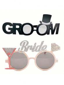 1 pieza Gafas divertidas de novio y novia, gafas de fiesta de soltero, accesorios para fotos, decoración de fiesta de boda, suministros para fiesta de boda