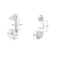 1 件简约心形设计女士性感肚脐环，适合海滩、泳池派对和穿孔配件 - 彩色 - 查看 8