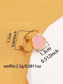 1pc Stainless Steel Flower Design Adjustable Open Ring, Simple & Fashionable For Women Valentines,Mom,Mother,Mother's Day,Gift