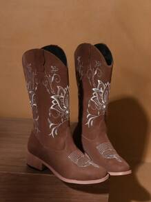 Stivaletti corti alla moda e vintage da donna per l'autunno, con patchwork floreale e allacciatura, comodi, adatti per feste e vacanze. Perfetti da abbinare a jeans corti e maglioni, scarpe casual in stile western.