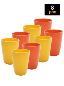 4pcs/8pcs Reusable Plastic Cups 12oz - Unbreakable Drinking Glasses For Kitchen - Dishwasher Safe Plastic Cup Set - Multicolor - View 1