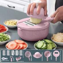1PC/12 In 1 Multifunctional Vegetable Chopper, Carrot And Potato Manual Shredder/Slicer, Radish Grater, Kitchen Tools, No Need To Practice Knife Skills, Easily Get The Vegetables Cut, Save Time And Effort, Cut And Wash In One, Vegetable Cutter Suitable For Home/Hotel/Commercial Use