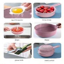 1PC/12 In 1 Multifunctional Vegetable Chopper, Carrot And Potato Manual Shredder/Slicer, Radish Grater, Kitchen Tools, No Need To Practice Knife Skills, Easily Get The Vegetables Cut, Save Time And Effort, Cut And Wash In One, Vegetable Cutter Suitable For Home/Hotel/Commercial Use