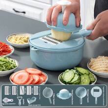 1PC/12 In 1 Multifunctional Vegetable Chopper, Carrot And Potato Manual Shredder/Slicer, Radish Grater, Kitchen Tools, No Need To Practice Knife Skills, Easily Get The Vegetables Cut, Save Time And Effort, Cut And Wash In One, Vegetable Cutter Suitable For Home/Hotel/Commercial Use