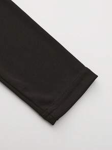 修身长袖上衣 女式 舒适 弹力 打底衫 适合中袖 - 黑色 - 查看 6