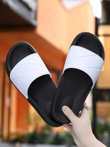 Men's Summer Flip Flops Casual Slippers Soft Sole Anti-Slip Beach Shoes, Loose Comfort Elastic Sports Slippers, Large Size - White - View 10