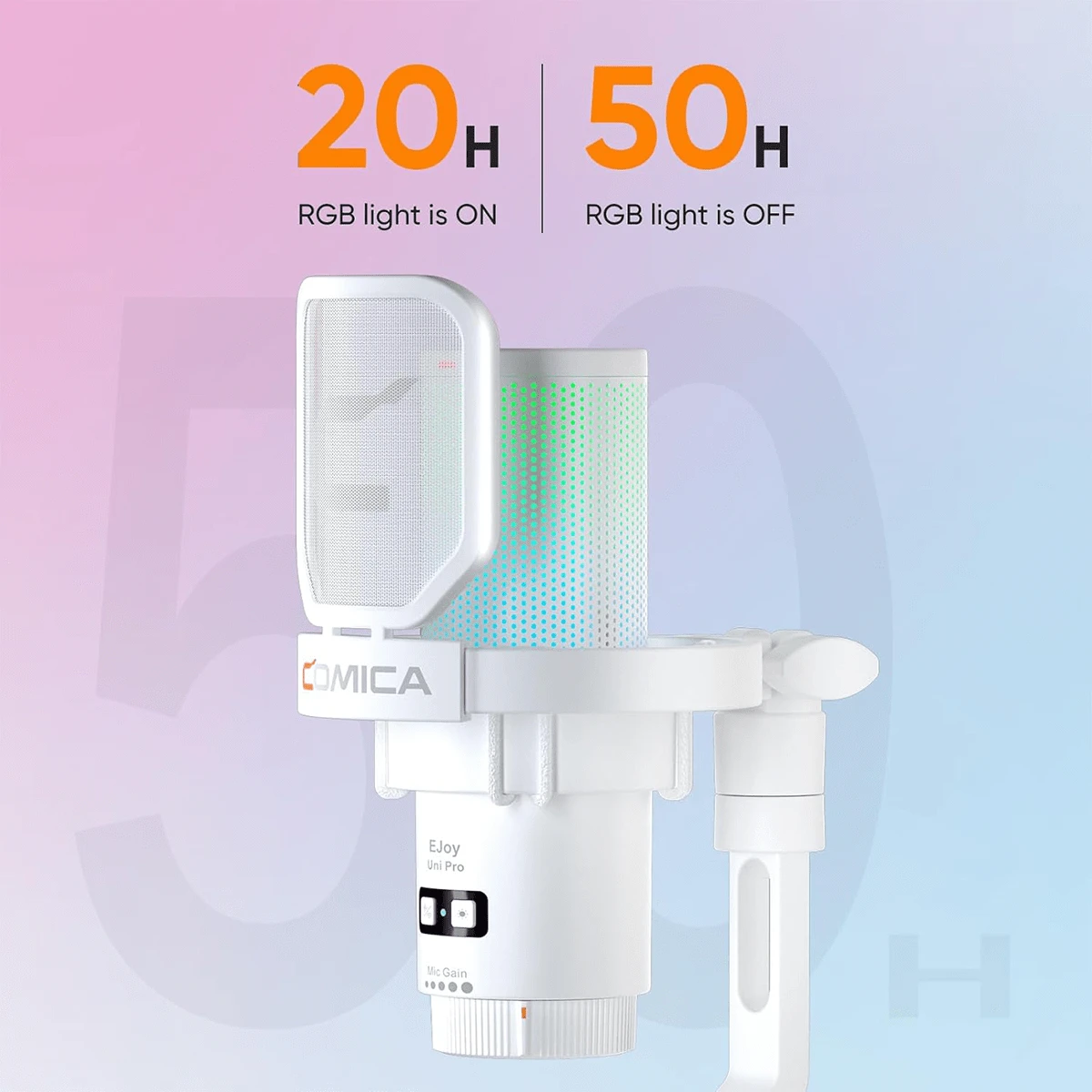 Mic Comica EJoy Uni Pro RGB kèm tay arm (màu đen) - Cardioid Condenser Wireless USB Microphone Mic Comica EJoy Uni Pro RGB kèm tay arm (màu đen) - Cardioid Condenser Wireless USB Microphone