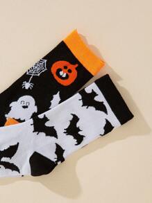 2 Pairs Of Funny Halloween Socks For Women - Multicolor - View 3