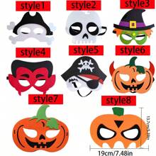5 piezas/set Máscaras nuevas de Halloween 2025 DIY hechas a mano, murciélago, accesorios de disfraz de calabaza de fieltro - Multicolor - Ver 1