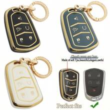 Dành Cho Vỏ Chìa Khóa Cadillac Có Móc Khóa TPU Vỏ Bảo Vệ 360 Độ Cho Cadillac 2015-2019 Cho Escalade CTS SRX XT5 ATS STS CT6 Chìa Khóa Thông Minh Cho Cadillac Túi Đựng Chìa Khóa Nữ Hợp Thời Trang Thời Trang - Có khóa móng ngựa 5 - Xem 9