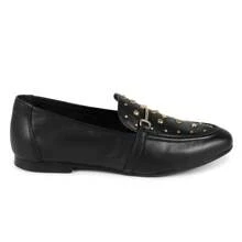 Women's Leather Loafer Moccasin Sneakers Fashion Current - 黑色 - 查看 4