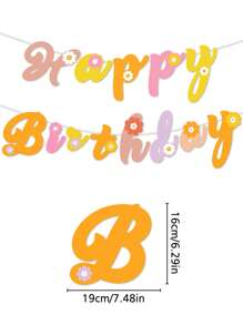 1 件波西米亚风生日快乐横幅波西米亚风生日装饰雏菊花复古嬉皮派对装饰雏菊生日派对横幅适用于生日派对用品 - 彩色 - 查看 5