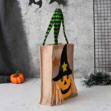 1pc Halloween Non-Woven Tote Bag,Candy Bag,Pumpkin Bag,Decoration Props,Gift Bag,Halloween Supplies - Multicolor - View 5