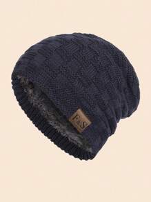 MAKEFGE 1pc Unisex Outdoor Casual Fashion Warm Personalized Streetwear Autumn/Winter Thermal Lined Thick Knit Beanie Hat Suitable For Daily Wear - F & S Standard - View 5