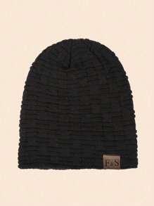 MAKEFGE 1pc Unisex Outdoor Casual Fashion Warm Personalized Streetwear Autumn/Winter Thermal Lined Thick Knit Beanie Hat Suitable For Daily Wear - F & S Standard - View 2