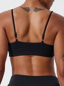 1 Stück super weiche Unterwäsche aus nude Stoff, atmungsaktiv und schweißabsorbierend, mit verdrehtem Brustdesign, Rückenträger, für Outdoor-Training, Lässig, Laufen, Fitness und Pilates, für Frauen