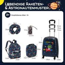 5-Piece Children's Suitcase Set, Kids Trolley With Backpack, Neck Pillow, Lunch Box, Luggage Tag, Children's Luggage With Wheels, Travel Suitcase With Telescopic Handle For Children From 3 Years