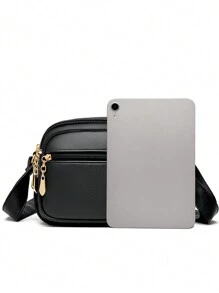 Bolsos de lujo genuinos de 3 capas, bolsos de diseñador de alta calidad para mujer, bolsos cruzados de piel para mujer 2024, bolso de hombro - Negro - Ver 5