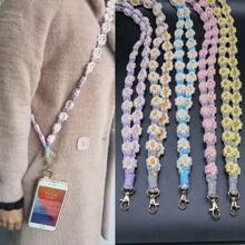 A Hand-Woven Keychain Lanyard With Flowers For Bag ID Card And Brand Lanyard - * - View 1