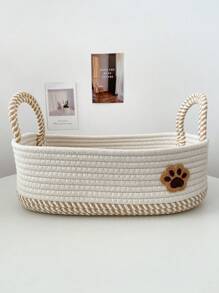 1pc Handmade Woven Pet Toy, Snacks, Accessories, Dirty Clothes Storage, Suitable For Home Desktop Clutter, Cosmetic Storage