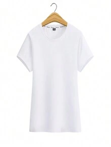 Printed T-Shirt Baby Look Neon Summer Short Sleeve T-Shirt - trắng - Xem 2