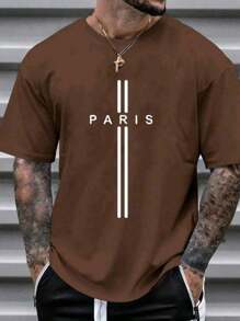 Men's Casual Shirt Paris Printed Quality 100% Cotton - Óxido marrón - Ver 1