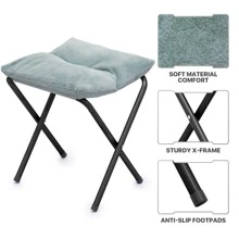 Silla redonda plegable con falso pelaje de MoNiBloom para dormitorio, sala de estar o dormitorio. Estructura metálica plegable, grande y cómoda, acolchada y suave, silla de descanso perezosa y acogedora tipo luna para adultos