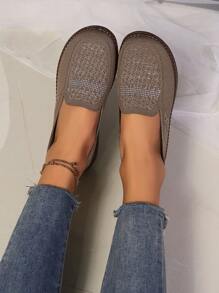 2024新款夏季网眼透气软底一脚蹬休闲乐福鞋时尚百搭休闲散步轻便网眼鞋