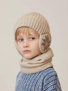 Set de 2 piezas Gorro y Bufanda de Invierno para Niños, Gorro Tejido y Bufanda, para Esquiar y Actividades al Aire Libre, para Niños de 3 a 12 Años - Beis - Ver 2