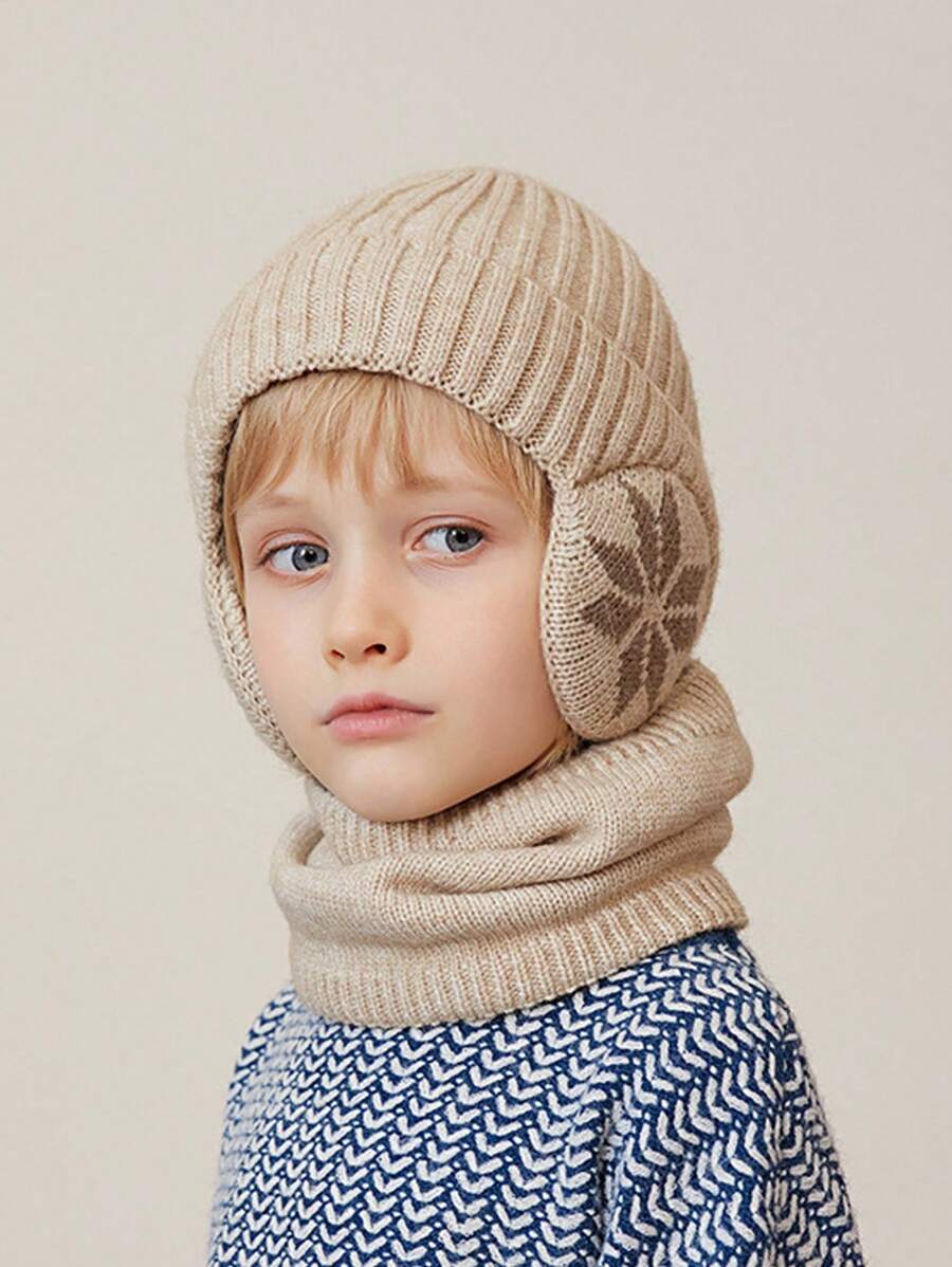 Set de 2 piezas Gorro y Bufanda de Invierno para Niños, Gorro Tejido y Bufanda, para Esquiar y Actividades al Aire Libre, para Niños de 3 a 12 Años