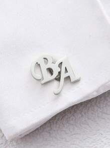 Personalized Custom Two Letters Cufflink For Men Simple Jewelry Stainless Steel Letter Initial Business Cufflinks For Men's Suits Accessories - Platinum Plated - View 8