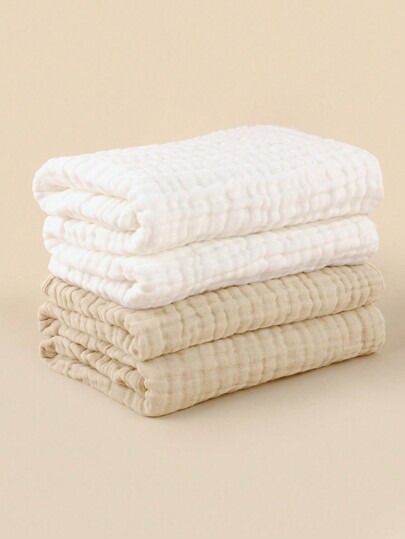 1pc Newborn Soft Breathable 6-Layer Ruched Gauze Baby Bath Towel, Multipurpose Infant Stroller Blanket, Suitable For All Seasons