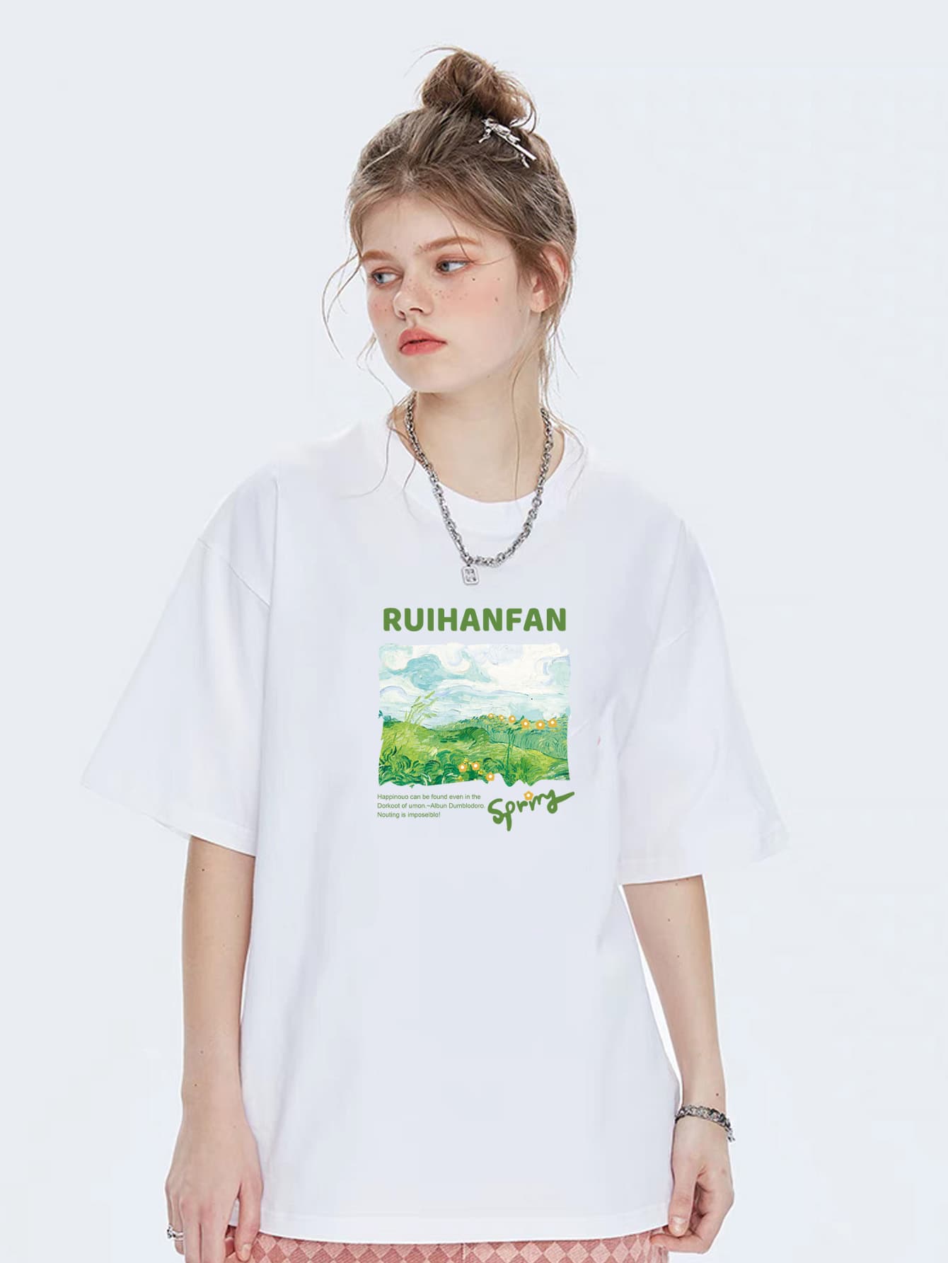 Oversized Women's Premium 100% Cotton Plus-Size T-Shirt - trắng - Xem 1