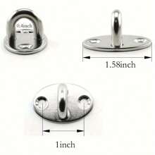 2 Set M6 Suspension Ceiling Wall Mount U Hook Anchor Hanger Stainless Steel Heavy Duty Multi Purpose Hammock Swing Ceiling Hook Olivary Base Plate With Snap Hook - 銀色 - 查看 4