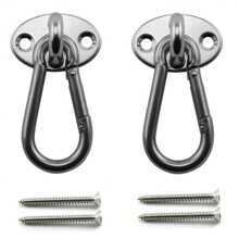 2 Set M6 Suspension Ceiling Wall Mount U Hook Anchor Hanger Stainless Steel Heavy Duty Multi Purpose Hammock Swing Ceiling Hook Olivary Base Plate With Snap Hook - 銀色 - 查看 1
