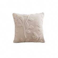 1 pieza Funda de almohada de franela estampada, estilo sencillo de forma cuadrada, aplicable para sala de estar y dormitorio, para todas las estaciones - Beis - Ver 3