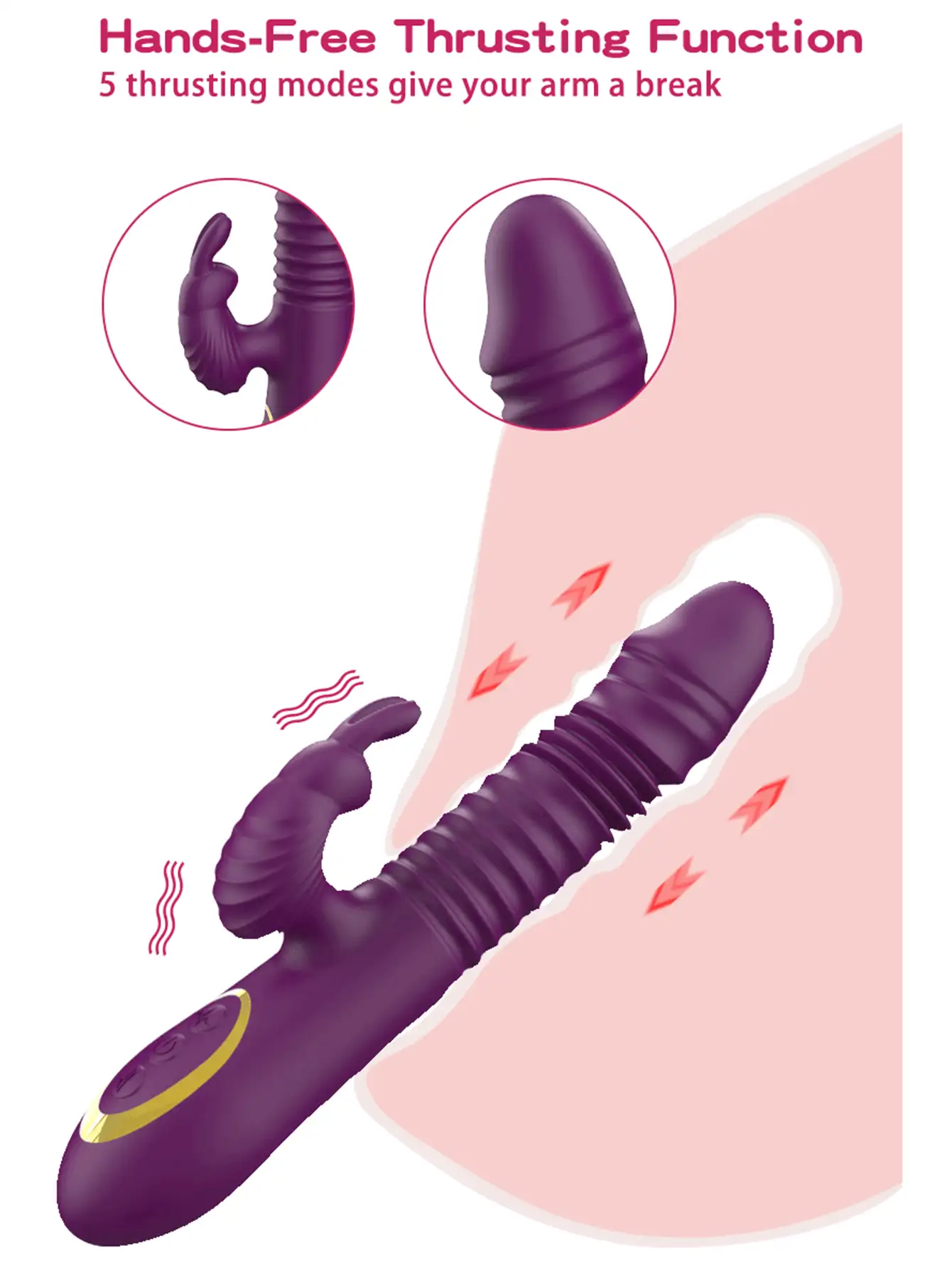 Juguete sexual para adultos estimulador del punto G y del clítoris para mujeres, vibrador de conejo con movimiento de penetración, dildo vibrador con estiramiento para el punto G, vibrador de conejo estimulador del clítoris, masajeador vaginal y anal con 10 modos de frecuencia y 10 modos de penetración con calefacción para la masturbación de mujeres, vibrador a prueba de agua con forma de rosa para parejas, vibrador de conejo simulado sexy multifrec uencia con carga para masaje AV y masturbación, juguete sexual para adultos