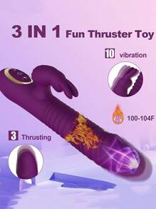 Juguete sexual para adultos estimulador del punto G y del clítoris para mujeres, vibrador de conejo con movimiento de penetración, dildo vibrador con estiramiento para el punto G, vibrador de conejo estimulador del clítoris, masajeador vaginal y anal con 10 modos de frecuencia y 10 modos de penetración con calefacción para la masturbación de mujeres, vibrador a prueba de agua con forma de rosa para parejas, vibrador de conejo simulado sexy multifrec uencia con carga para masaje AV y masturbación, juguete sexual para adultos