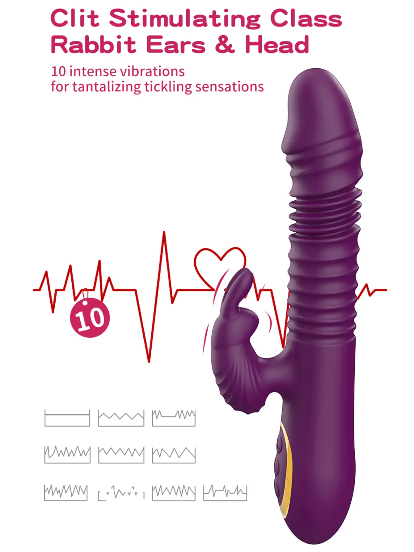 Juguete sexual para adultos estimulador del punto G y del clítoris para mujeres, vibrador de conejo con movimiento de penetración, dildo vibrador con estiramiento para el punto G, vibrador de conejo estimulador del clítoris, masajeador vaginal y anal con 10 modos de frecuencia y 10 modos de penetración con calefacción para la masturbación de mujeres, vibrador a prueba de agua con forma de rosa para parejas, vibrador de conejo simulado sexy multifrec uencia con carga para masaje AV y masturbación, juguete sexual para adultos