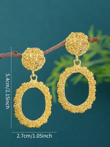 新款时尚复古花卉图案派对耳环，优雅简约设计耳环适合日常佩戴、酒吧和活动，圆形耳钉 - 金色 - 查看 4