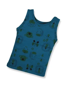 Kit 4 Pcs Children's Tank Top Bebe Summer Animals 100% Cotton Boy Girl - 藍色 - 查看 5