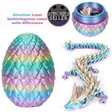 1 pieza Juego de Dragón de Cristal de Imitación con Huevo, con autorización, color aleatorio cada set, Portaplumas, Láser Fidget Dragón 3D Holográfico Impreso con Articulaciones, Coleccionable Creativo, Regalo, Decoración de Acuario, Decoración del Hogar, Adorno Gótico de Cumpleaños